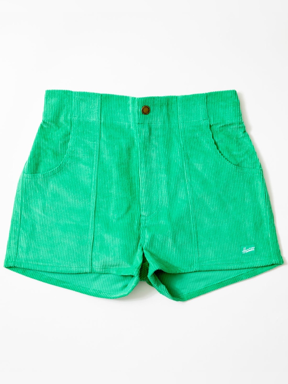 Hammies Green Corduroy Shorts Size 34 Retro Vibrant 70s Beach Mom Shorts Summer